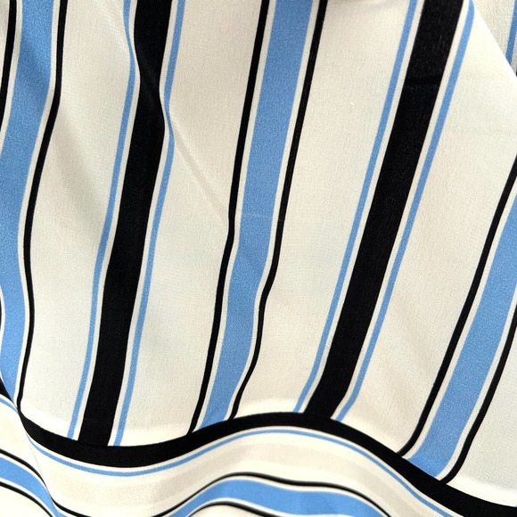 MSGM Shirt Womens 38 XS White Black Striped Silk One Shoulder Asymmetric Top - Picture 13 of 14